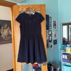 Ted Baker Lace and Mesh Skater Cheskka Dress Navy TB 4 US 10